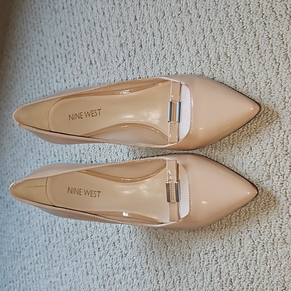 Nine West Shoes - Nine West Nude Patent Pointed-Toe Pumps